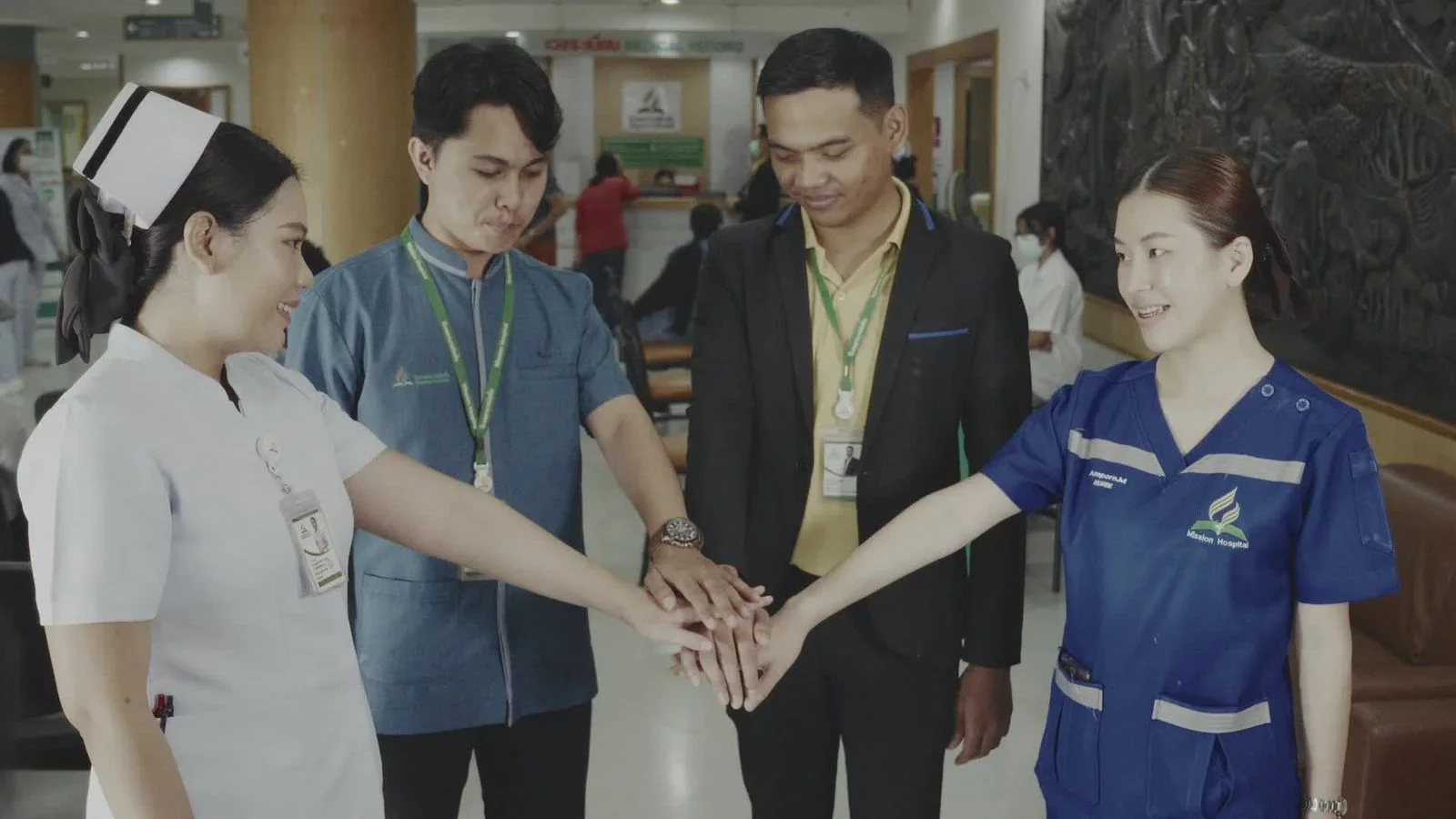 A healthcare team collaborating in a clinical setting