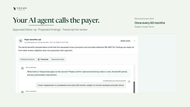 AI payer conversation transcript with a returned crown frequency term